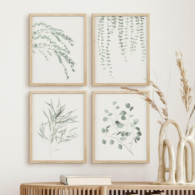 «Pastel Washed Out Forest Tree», ensemble de 4 plantes, impression murale encadrée sur papier, impression de 4 pièces
