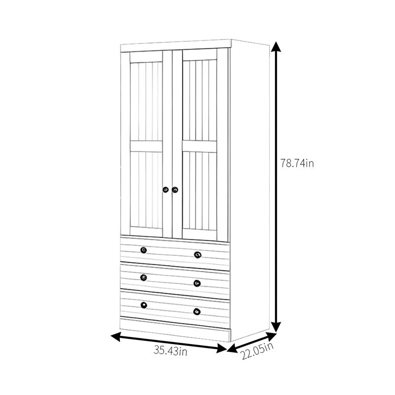 Simple Vintage Wardrobe, 78.74" H x 35.43" W x 22.05" D