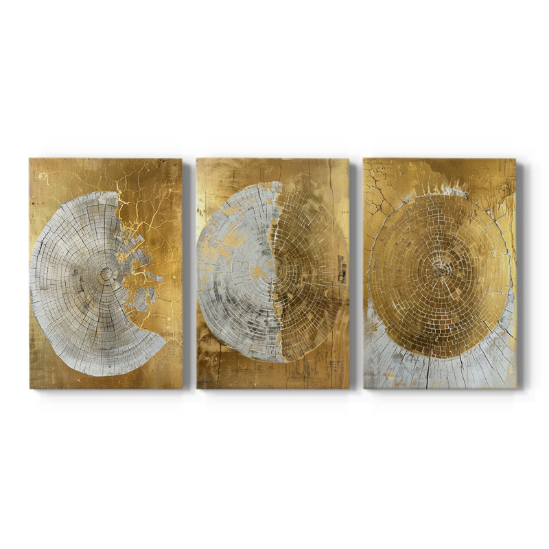 Série abstraite LXII - Ensemble de 3 toiles tendues avec châssis - Prêt à être accroché, H 60 po x l 40 po