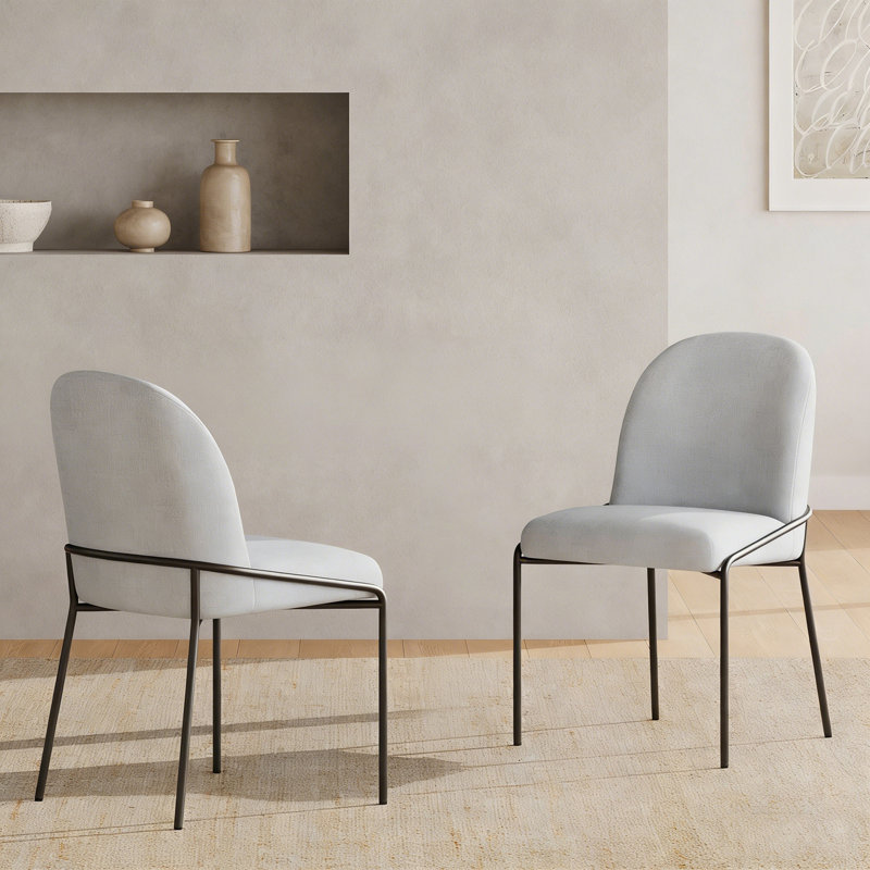 Cadre en métal 2 pièces Bryana avec coussin moelleux, Gris clair