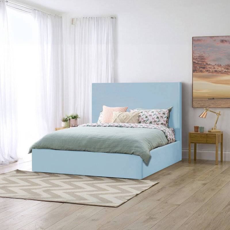 Layth Upholstered Bed, Sky Blue, Single (3')