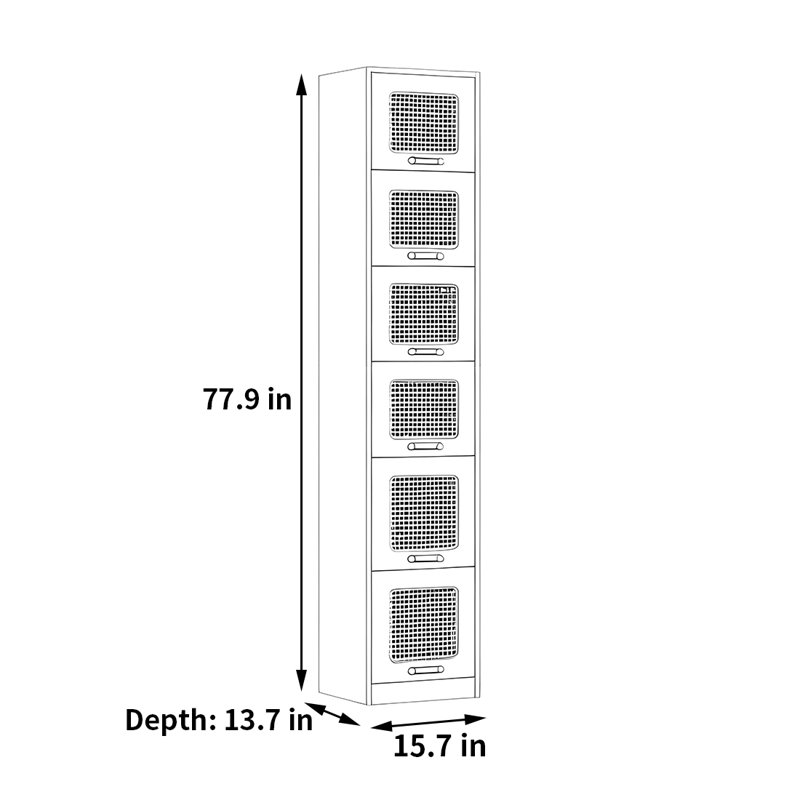 Rabehi, (6 tablettes) H 77,9 po x l 15,7 po x P 13,7 po, Brun