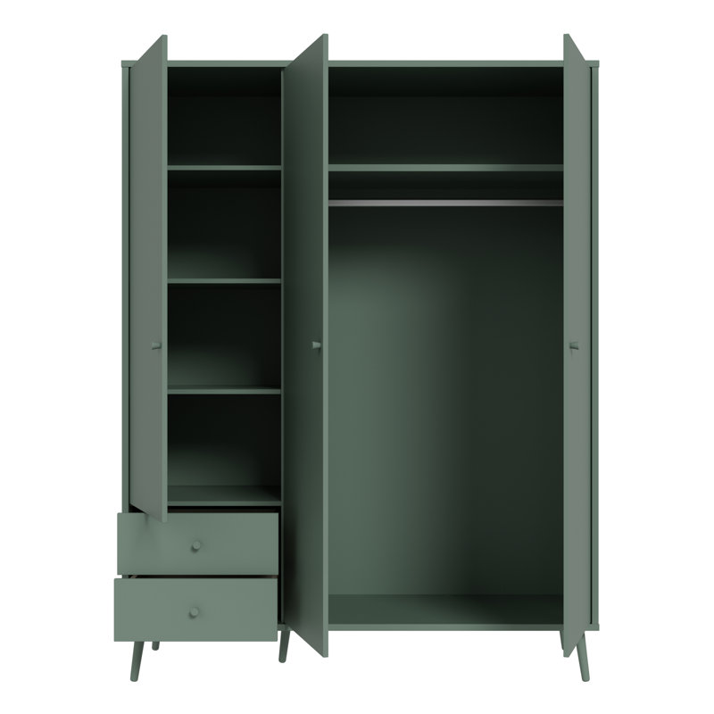 HARLLSON 3 Door Manufactured Wood Wardrobe, Green