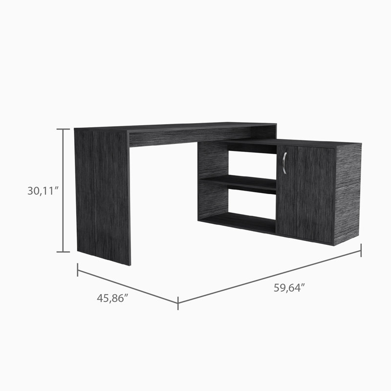 59.61'' W L Shaped Desk, Computer Desk, Home Office Desk With Storage, Gray