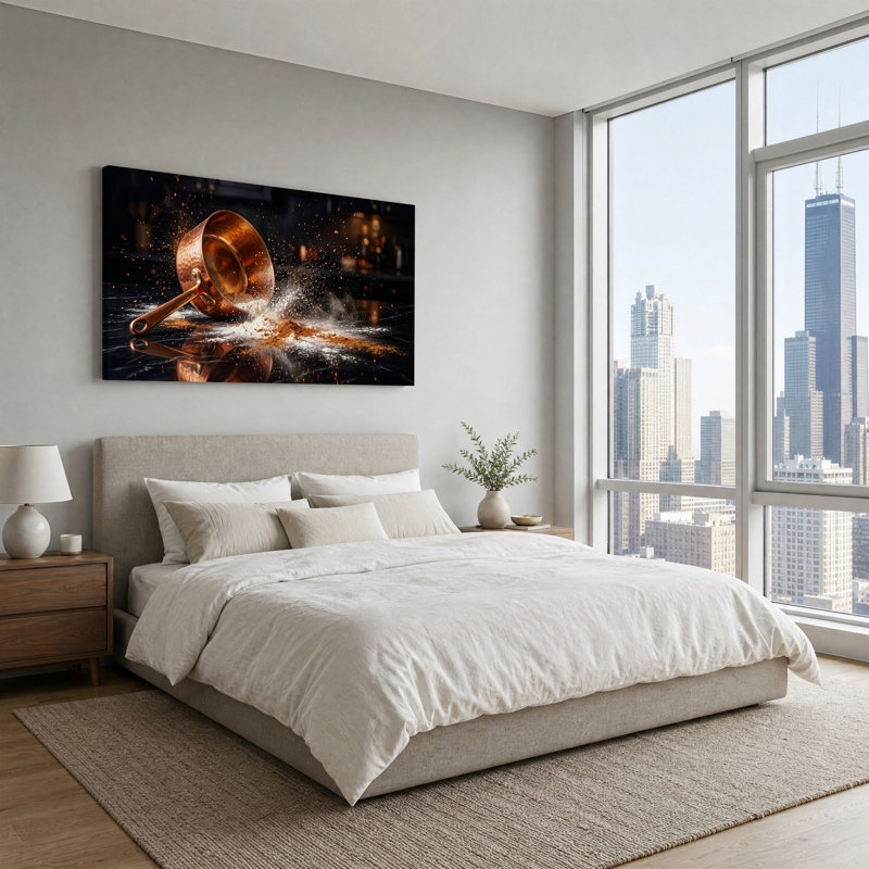 Art sur toile martelé cuillère en cuivre, L 32 po x H 16 po