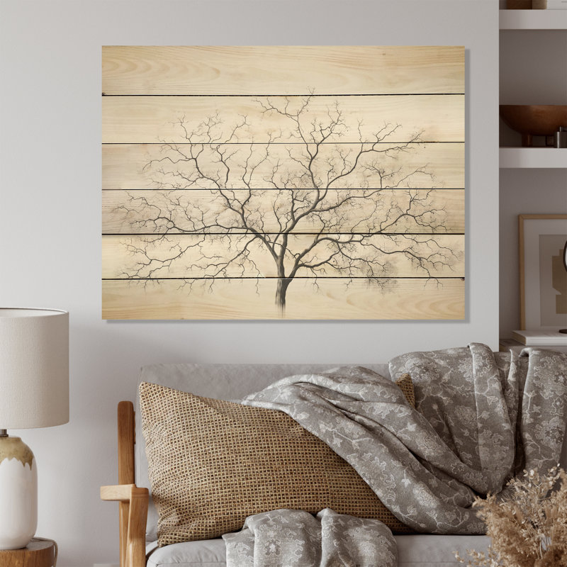Érable blanc et gris minimalisme - érable, art sur bois de pin naturel, H 24 po x l 32 po