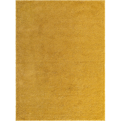 Tapis à poils longs Ashmita couleur moutarde