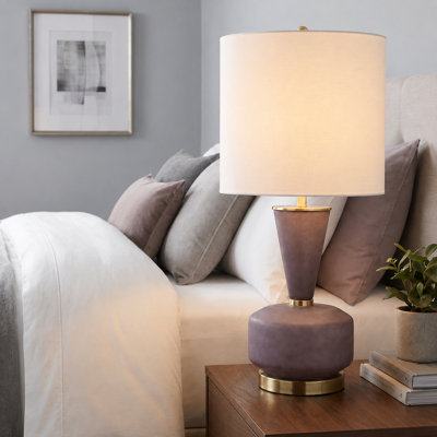 27.75" Metal Table Lamp With White Shade
