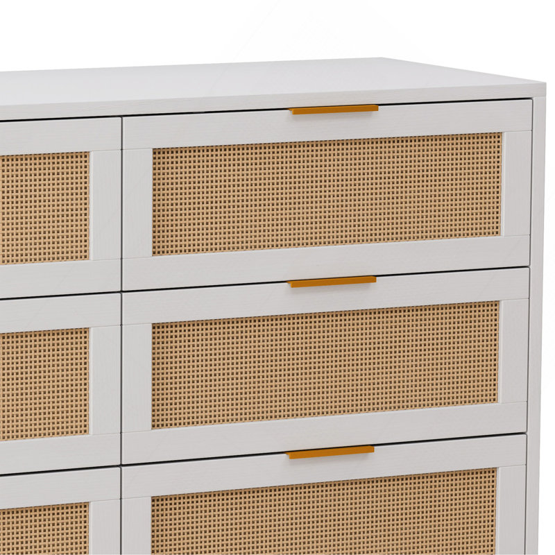 Drawers Rattan Storage Cabinet Rattan Drawer,For Bedroom,Living Room, 29.53" H x 15.75" W x 43.31" D