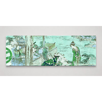 Women on a Veranda by the Water — Panoramic Canvas Wall Art