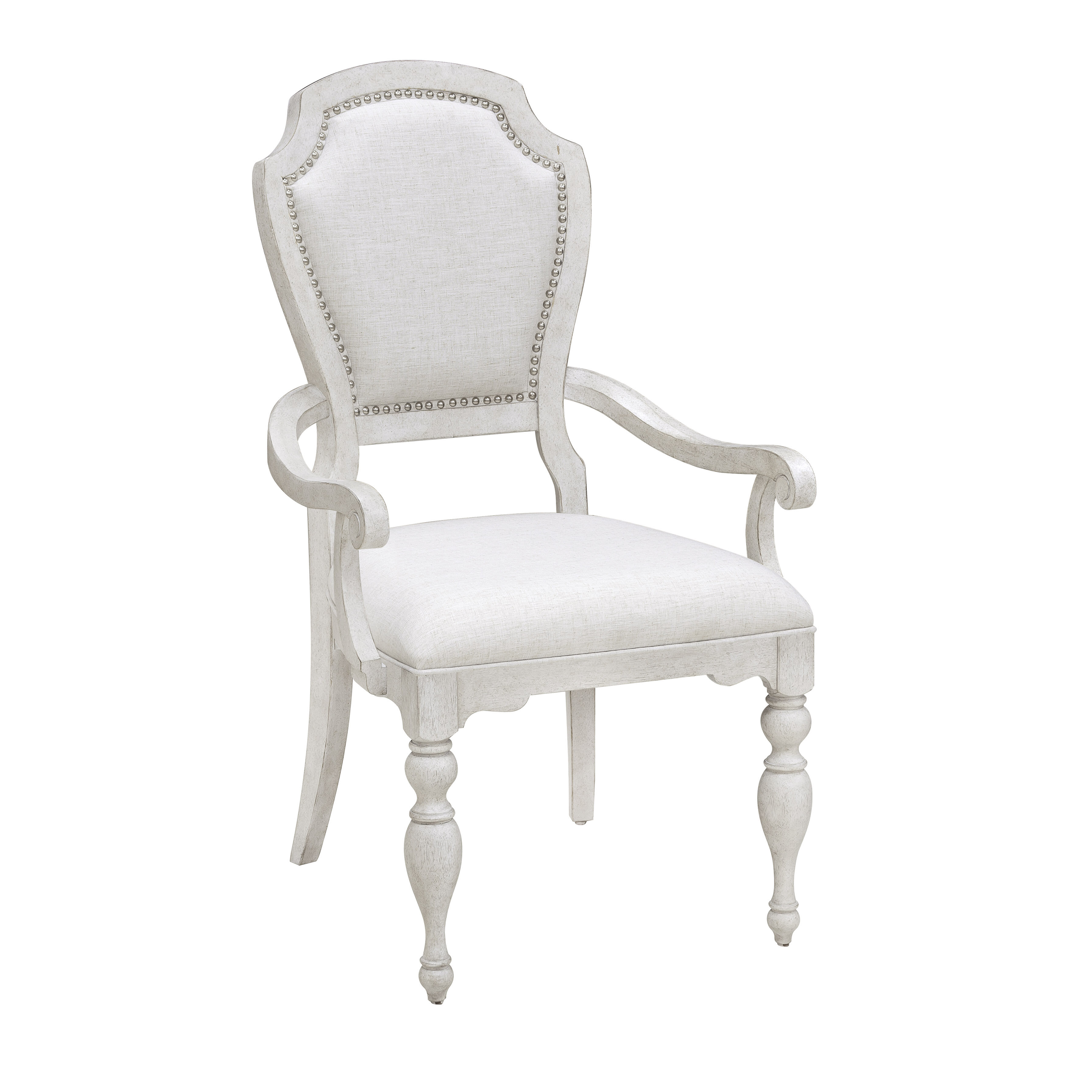 Glendale Estates King Louis Back Arm Chair in White