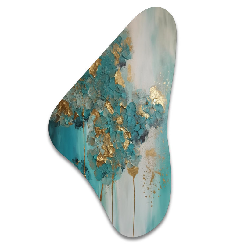 Art mural asymétrique en métal Cheltenham - Hydrangea Boomerang, H 39 po x l 21 po