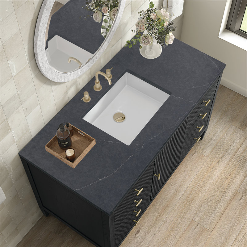 Myrrin 48'' W Single Vanity, Carbon Oak, Charcoal Soapstone, 8" Widespread