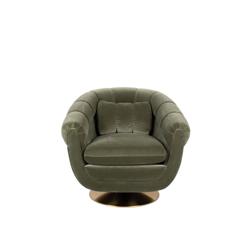 Member Swivel Lounge Chair, Green Cotton Blend