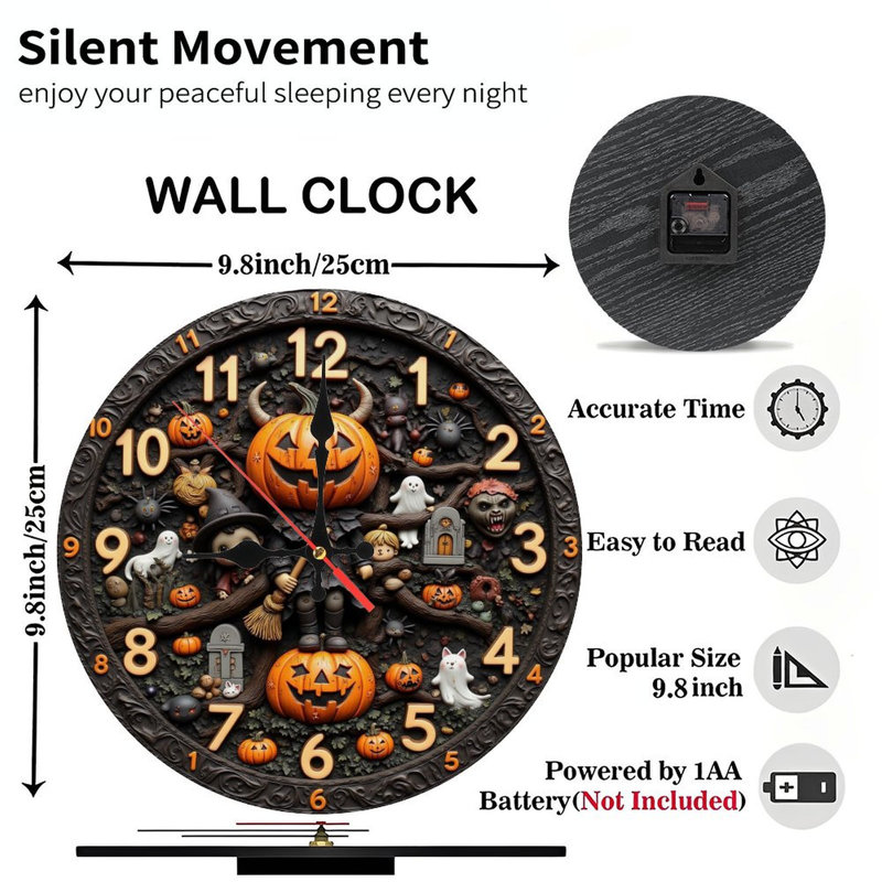 Horloge d'Halloween fantômes de sorcières