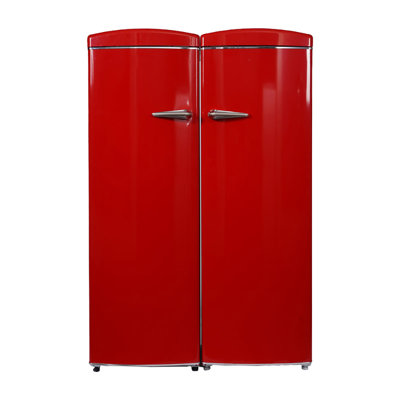 Conserv 8.3 cu. ft. Red Classic Retro Upright Freezer - 11 cu. ft. Classic Retro Refrigerator Set -  Equator, FF 830 R+RR 1100 R