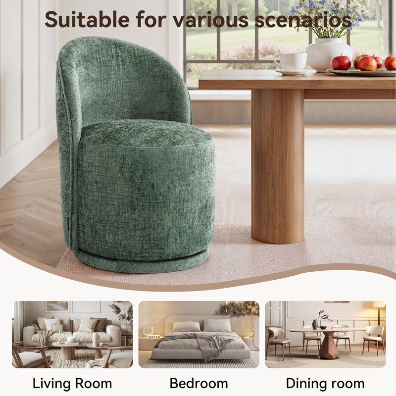 Chaise pivotante intégrée en tissu, Chenille verte