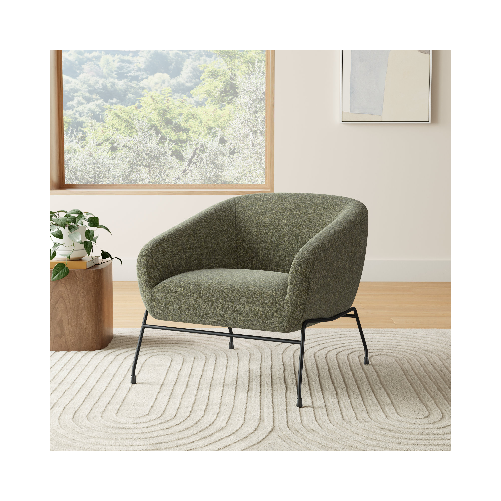 Avram Upholstered Barrel Chair, Nathan Hemp Tweed