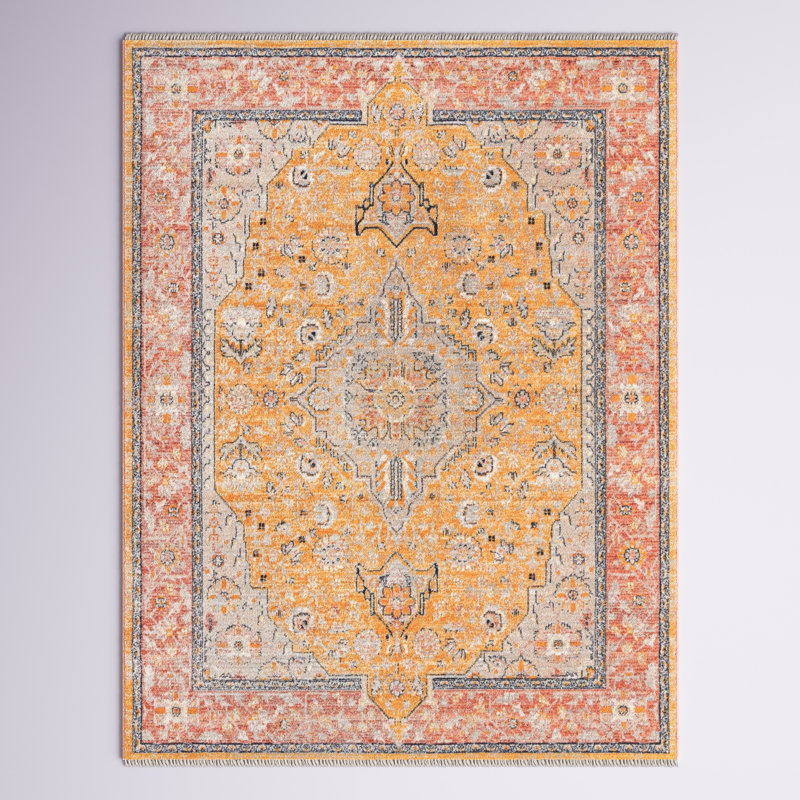 Alkire Oriental Area Rug, Rectangle 3'11" x 5'11", Brick Red