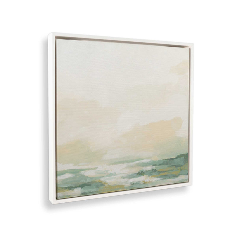«Cloud-Kissed Landscape II», H 24,75 po x l 24,75 po, Blanc opaque