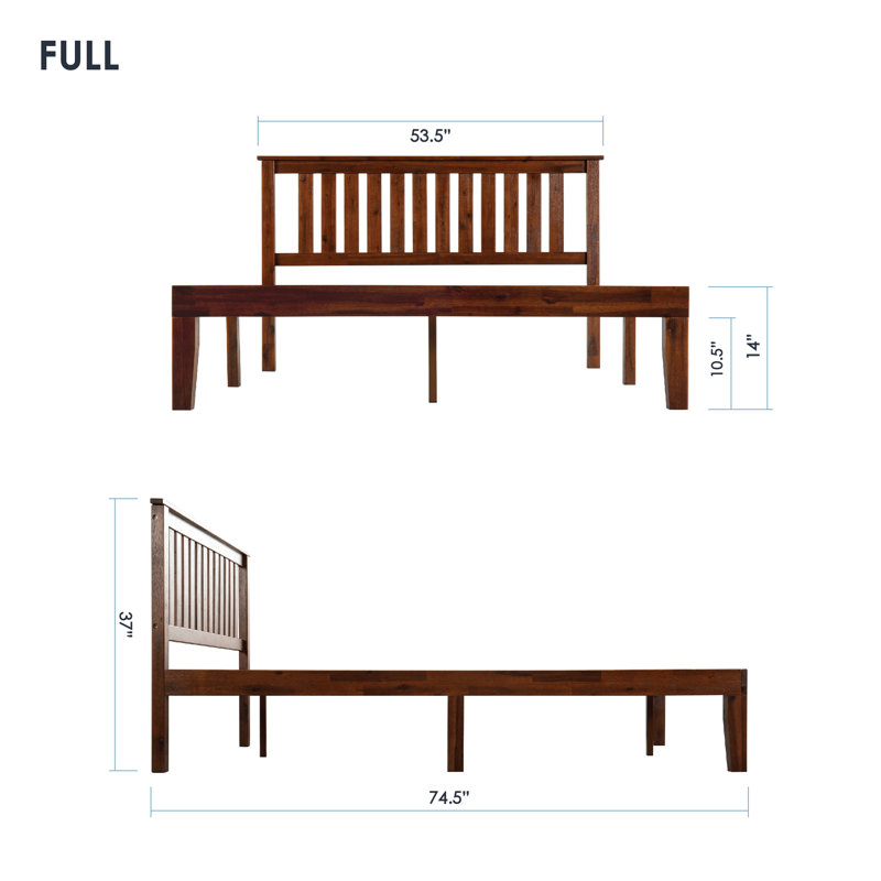 Lit plateforme en bois massif Travie, Double, Espresso