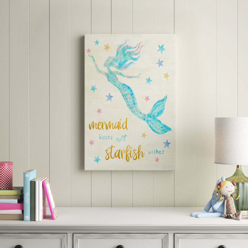 Mermaid Kisses - peinture sur toile tendue, H 27 po x l 18 po x P 1,5 po