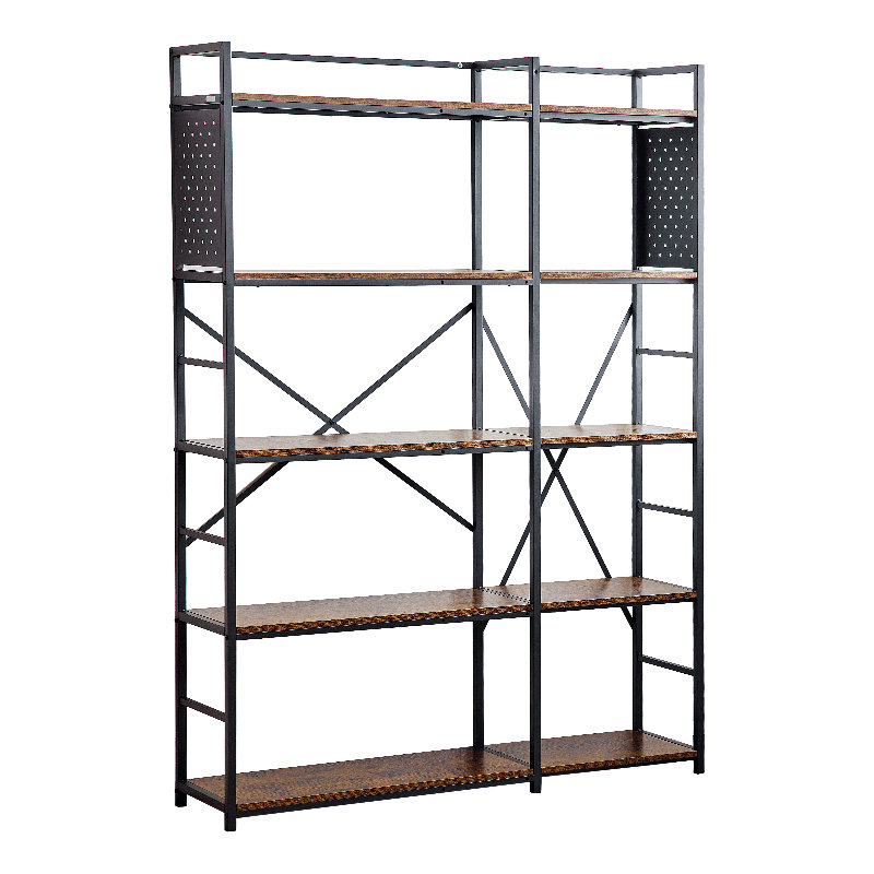 Bibliothèque industrielle 17 étages à 5 niveaux avec bibliothèque en bois et métal