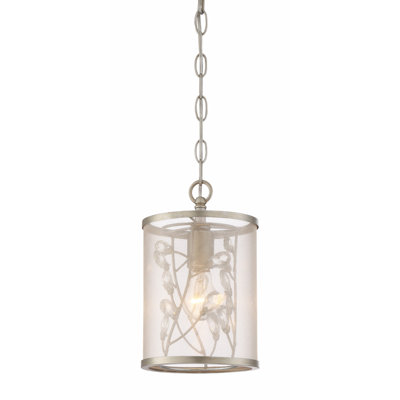 Luminaire suspendu tambour argenté 1 lumière Louison