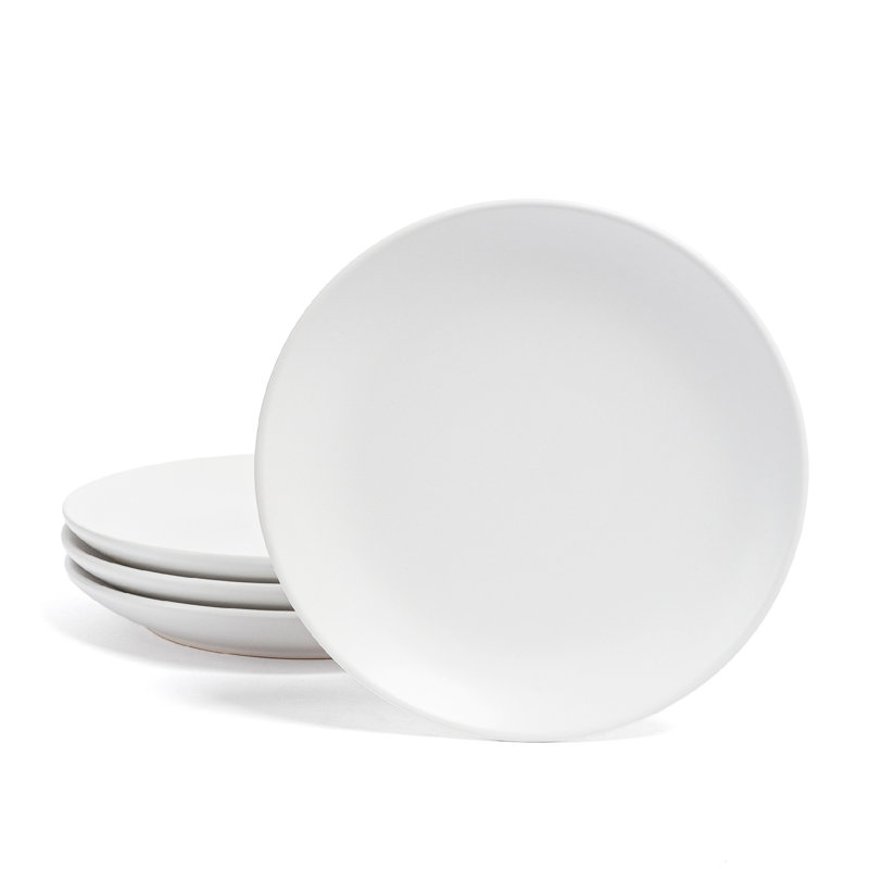 Over&Back Coupe Semi Hand-Finished Stoneware Appetizer Plates, White