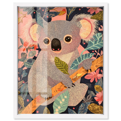 Koala in the Leaves Shadowbox Print Zoo Art by Art Remedy