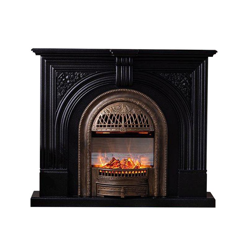 Black Solid Wood Freestanding Fireplace