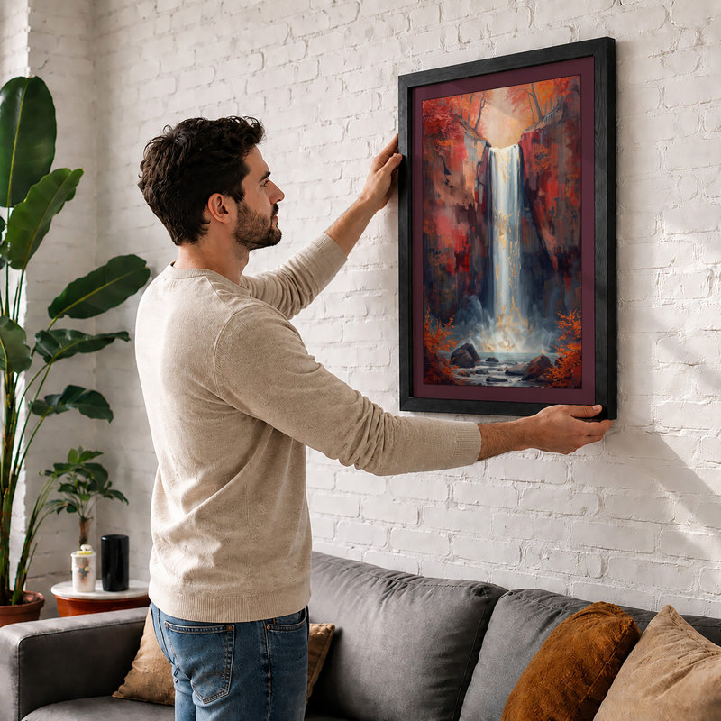 Canyon Cascade Rustic - Framed Print, A1 - 84.1 x 59.4 cm, White