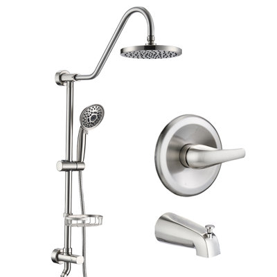 Douche murale avec pomme de pluie 8 po et douchette au fini nickel brossé