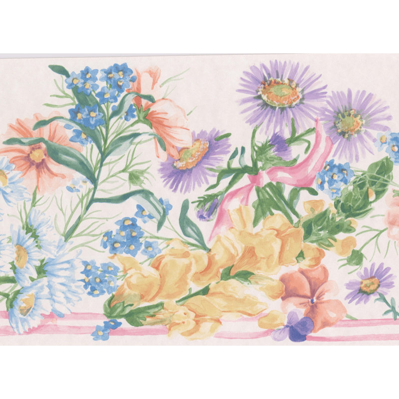 Bordure de papier peint floral 15 pi x 7 po Acampo Flowers