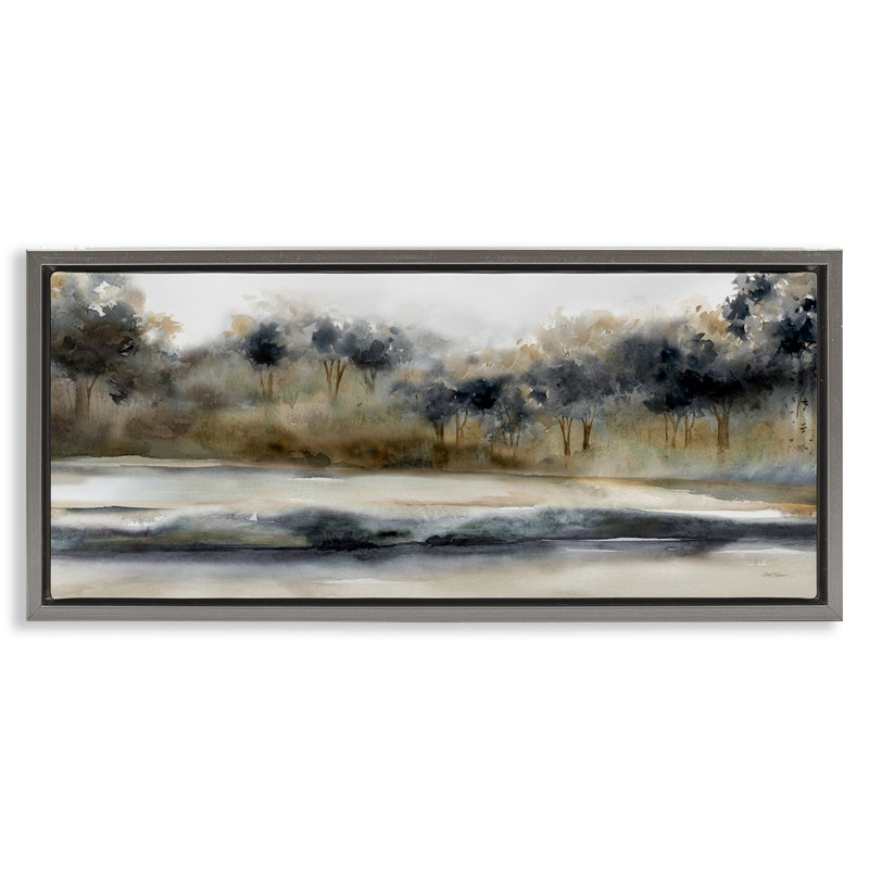 Paysage abstrait dans une nature, Cadre flottant gris lustré, H 11 po x l 25 po