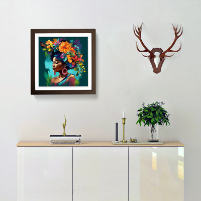 African Woman Floral Art No.5 - Framed Print