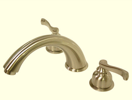 Double Handle Deck Mounted Roman Tub Faucet, Satin Nickel