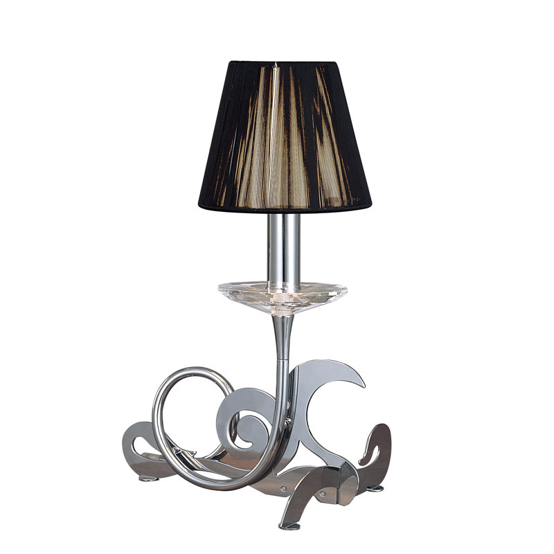 Piland Metal Table Lamp, Polished Chrome Base/Black Shade