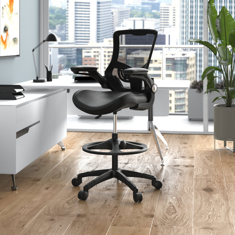 Drafting Chair with Adjustable Lumber Support Standing Desk Chair Ergonomic Office Chair Swivel Rolling Executive Computer Chair with Adjustable Footrest for Home Office