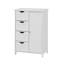 Armoire de rangement pour salle de bain, armoire de plancher avec tablette réglable et armoire blanche