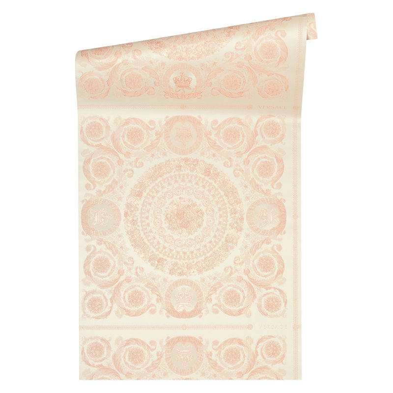 10.05m x 70cm Wallpaper Roll, Metallic/White/Pink