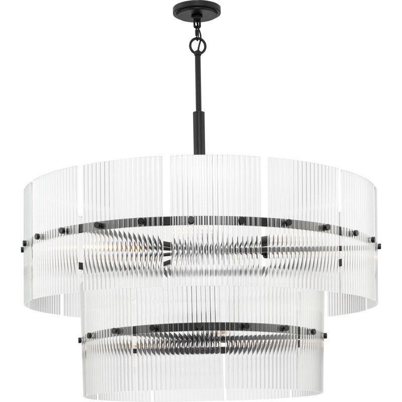 Lustre contemporain à neuf lumières, Noir mat