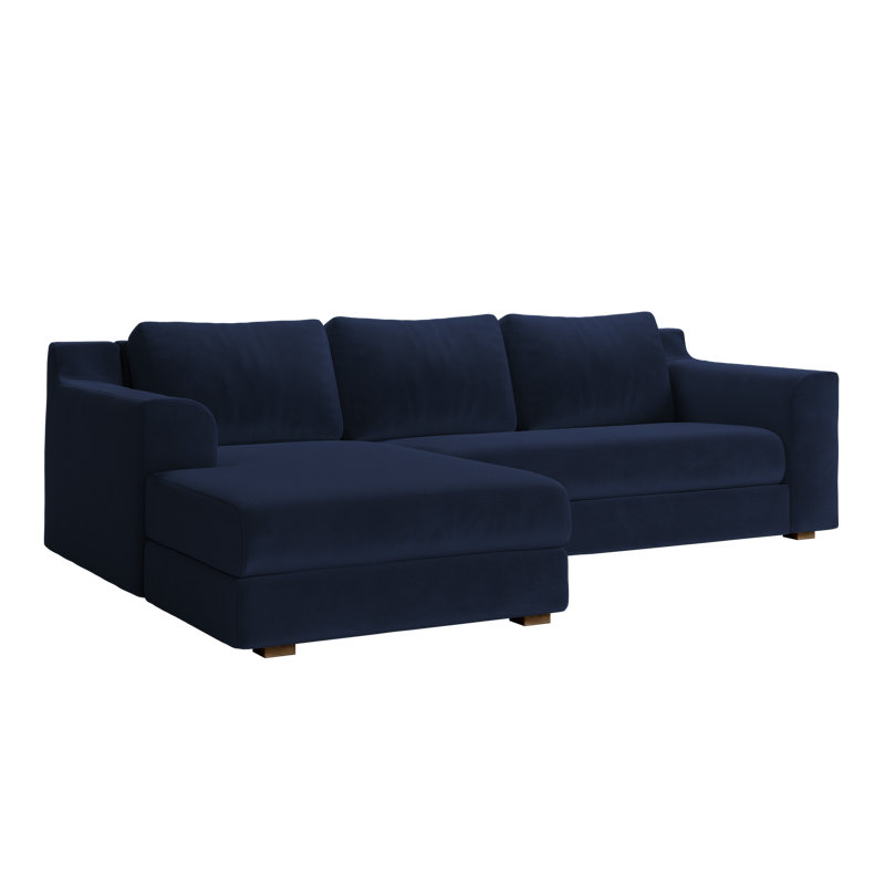All-Natural Elevate Sectional, Indigo Recycled Velvet