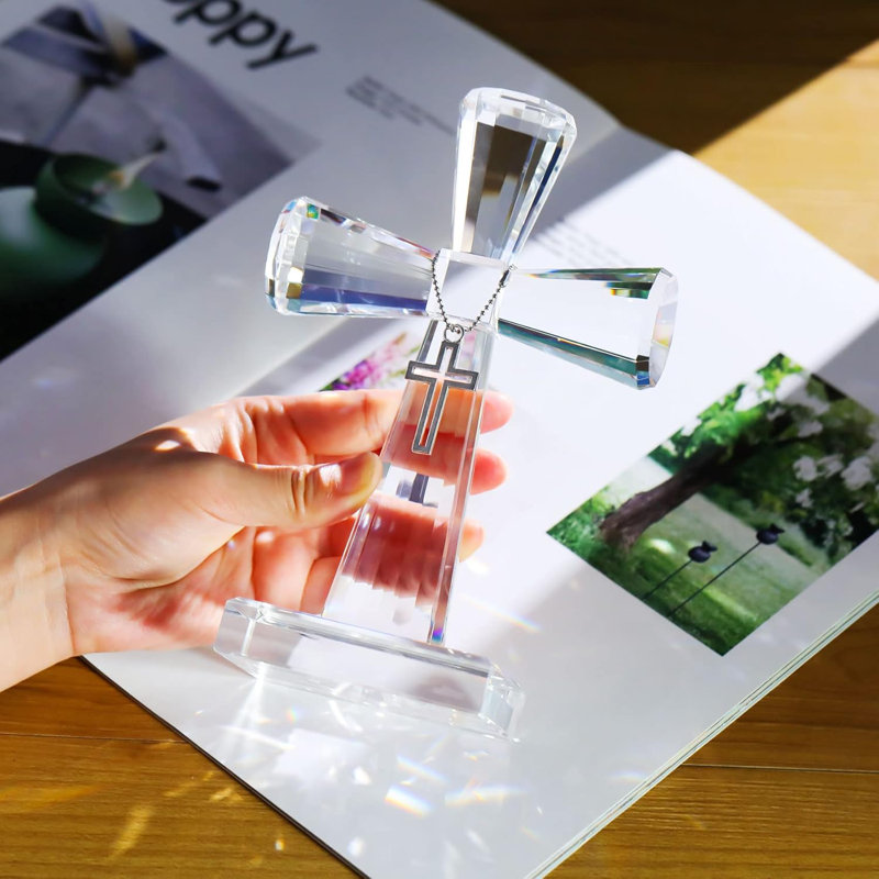 Figurine croix de cristal K9 fabriquée à la main avec luminaire suspendu pour la maison et le bureau