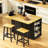48Inch Large Kitchen Island With 2 Bar Stools, Power Outlet, Door Internal Storage Rack, Kitchen Storage Cart On 5 Wheels With Drop Leaf, 5 Open Side Racks, 2 Drawers,For Kitchen,Dining Room-124856305