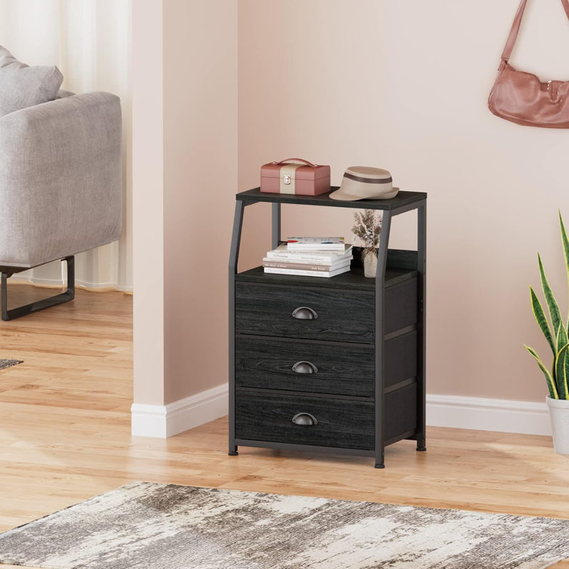 3 Drawer Storage Drawer, Black