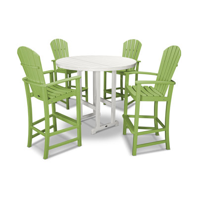 POLYWOOD Palm Coast 5-Piece Round Farmhouse Bar Set
