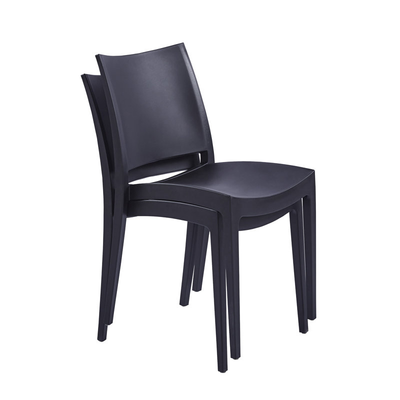 Chaises de salle à manger empilables en plastique Ganiz, Noir