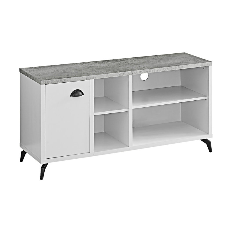 Meuble télé avec espace de rangement multimédia, Blanc