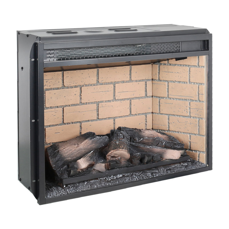 Foyer encastré à infrarouge à quartz - version bûche de bois de 23 po avec conception en brique. Puissance calorifique de 1500W. 5000 / H. Flamme réaliste. 4 options de luminosité. Approuvé UL. Caractéristiques doubles. Écoénergétique.